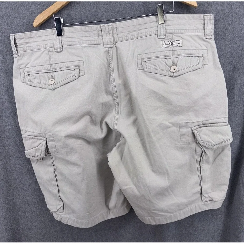 Polo Ralph Lauren‎ Beige Khaki Cargo Shorts Men's Size 44B Y2K Baggy